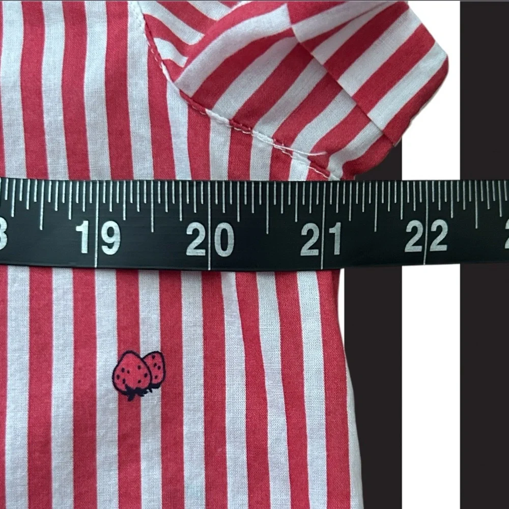St. John’s Bay Strawberry Striped Button-Up Fruit Top Women’s M Cotton 90s Retro - Picture 6 of 9